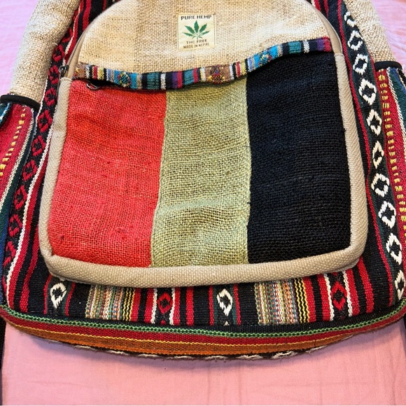 pure hemp backpack with hippie colorway - Picture 3 of 10